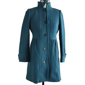 Women's Teal J.Crew Lady Day Front Button Coat - NSL / XS